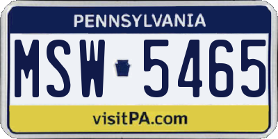 PA license plate MSW5465