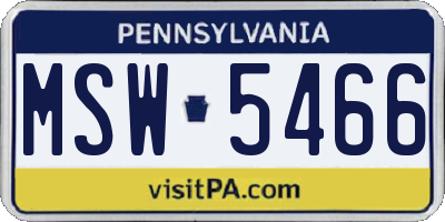 PA license plate MSW5466