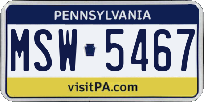 PA license plate MSW5467