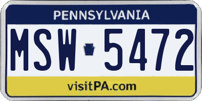 PA license plate MSW5472