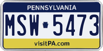 PA license plate MSW5473