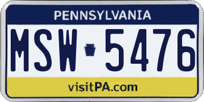 PA license plate MSW5476