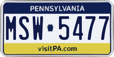 PA license plate MSW5477