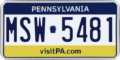 PA license plate MSW5481