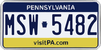 PA license plate MSW5482