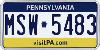 PA license plate MSW5483