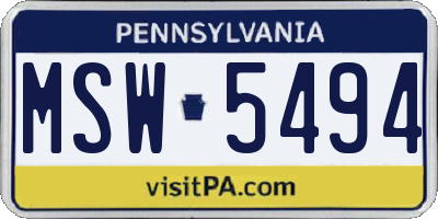PA license plate MSW5494