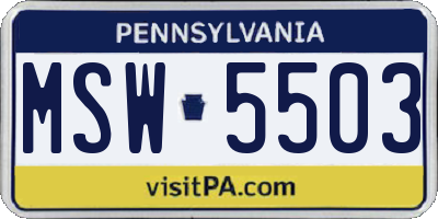 PA license plate MSW5503
