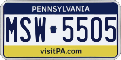 PA license plate MSW5505