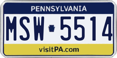 PA license plate MSW5514