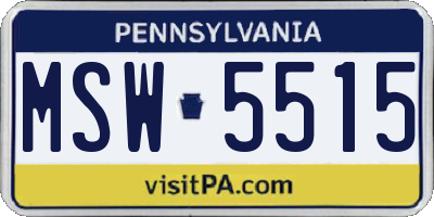 PA license plate MSW5515
