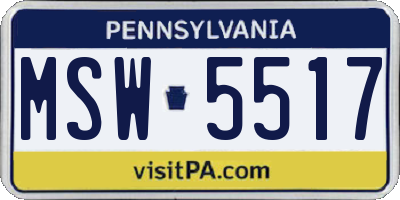 PA license plate MSW5517