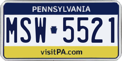 PA license plate MSW5521