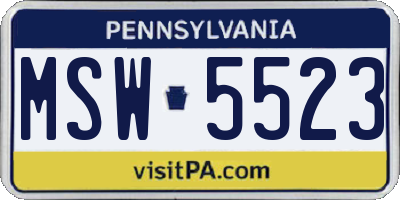 PA license plate MSW5523