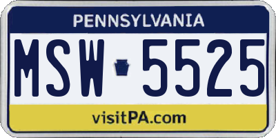 PA license plate MSW5525