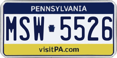 PA license plate MSW5526