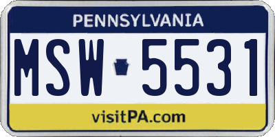 PA license plate MSW5531