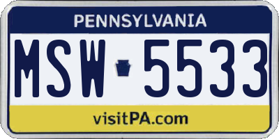 PA license plate MSW5533