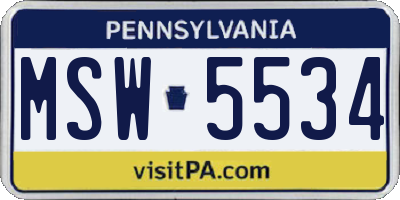 PA license plate MSW5534