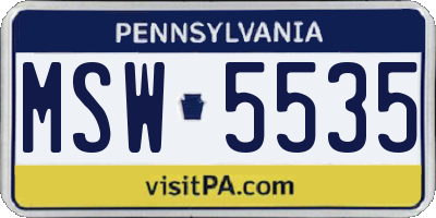 PA license plate MSW5535