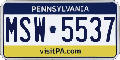 PA license plate MSW5537