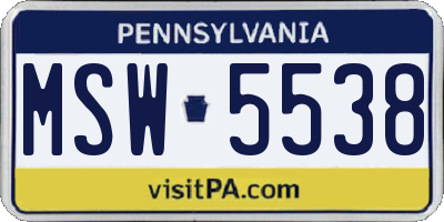 PA license plate MSW5538