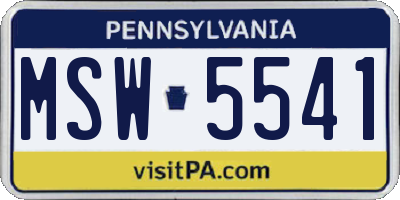PA license plate MSW5541