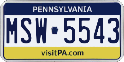 PA license plate MSW5543