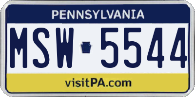 PA license plate MSW5544