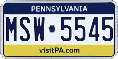 PA license plate MSW5545