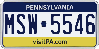 PA license plate MSW5546