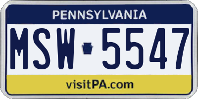 PA license plate MSW5547