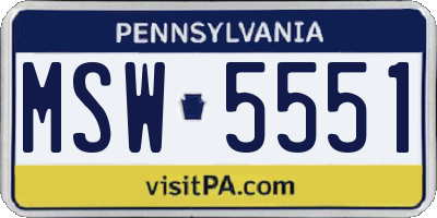 PA license plate MSW5551