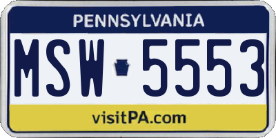PA license plate MSW5553