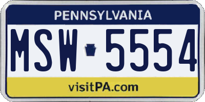 PA license plate MSW5554