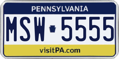 PA license plate MSW5555