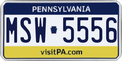 PA license plate MSW5556