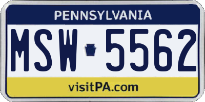 PA license plate MSW5562