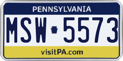 PA license plate MSW5573
