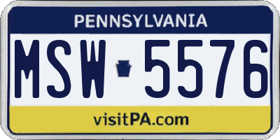 PA license plate MSW5576