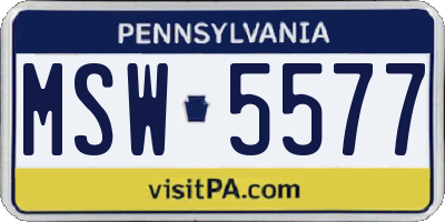 PA license plate MSW5577