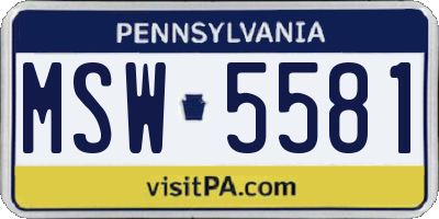 PA license plate MSW5581