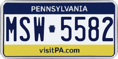 PA license plate MSW5582
