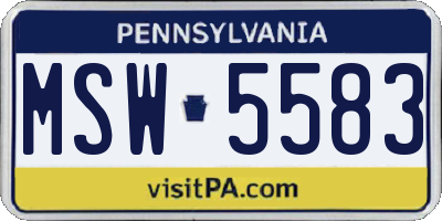 PA license plate MSW5583