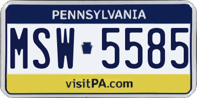 PA license plate MSW5585
