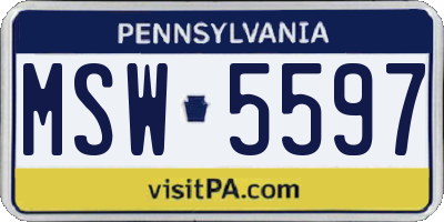 PA license plate MSW5597
