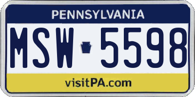PA license plate MSW5598