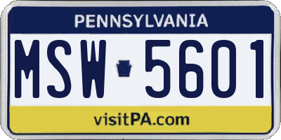 PA license plate MSW5601