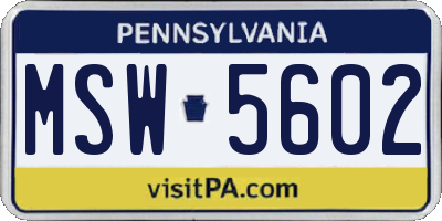 PA license plate MSW5602