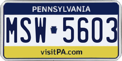 PA license plate MSW5603